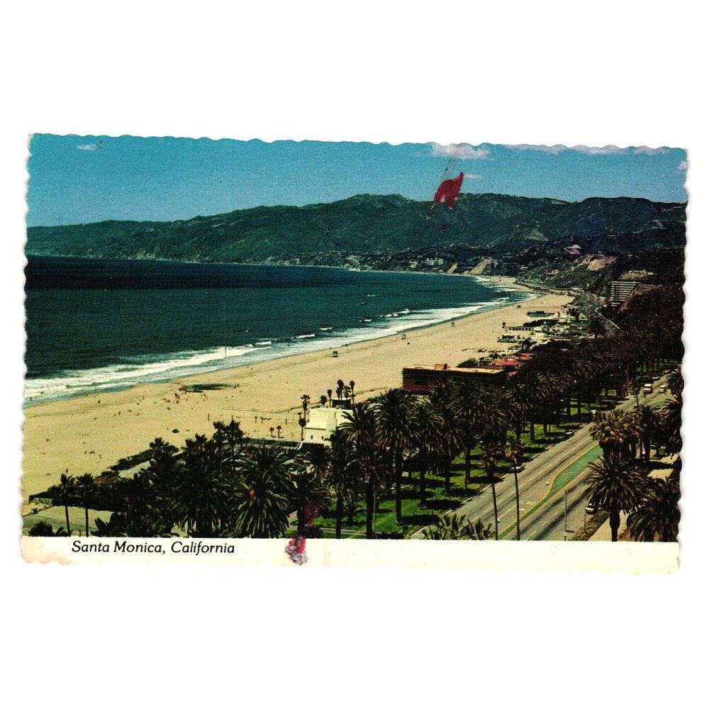 Vintage Santa Monica CA Postcard Beach Ocean Vacation Tourism Strip Hotel FLAW